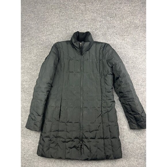 Kenneth Cole Reaction Down Jacket Women's M Black Long Puffer Quilted Pockets - Picture 1 of 10